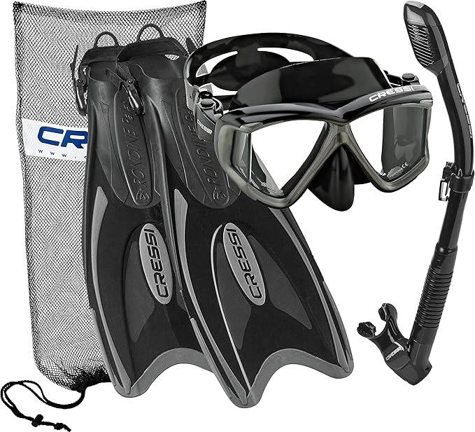 Cressi Panoramic View Snorkel Mask and Fin Set for All