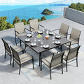 Patio Dining Set for 8, 60 in Square Table with 8 Chairs - Durable