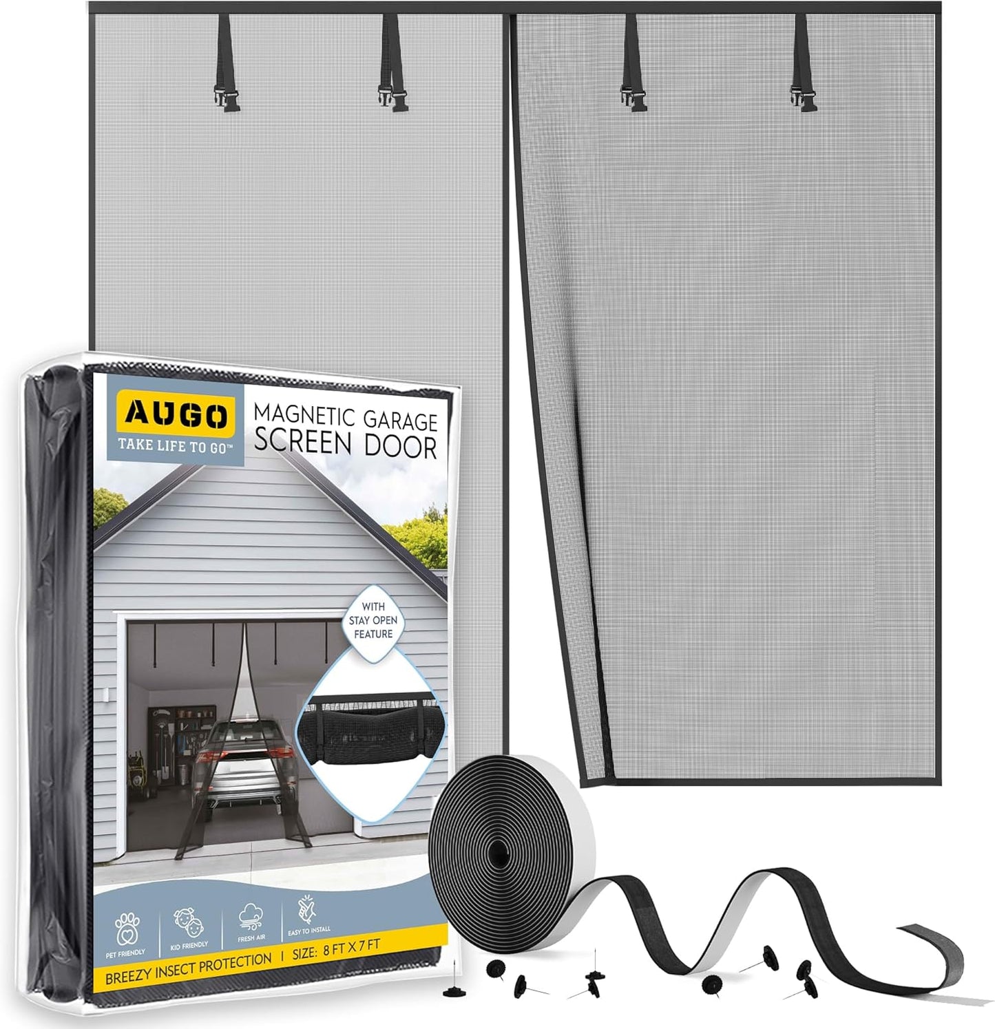 AUGO Garage Door Screen Magnetic Closure for 1 Car Garage