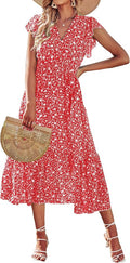 BTFBM Women's Boho Floral Midi Dress Perfect for Warm Days