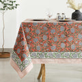Indian Block Print Table Cloth 72x135 in - Washable Cotton Tablecloth