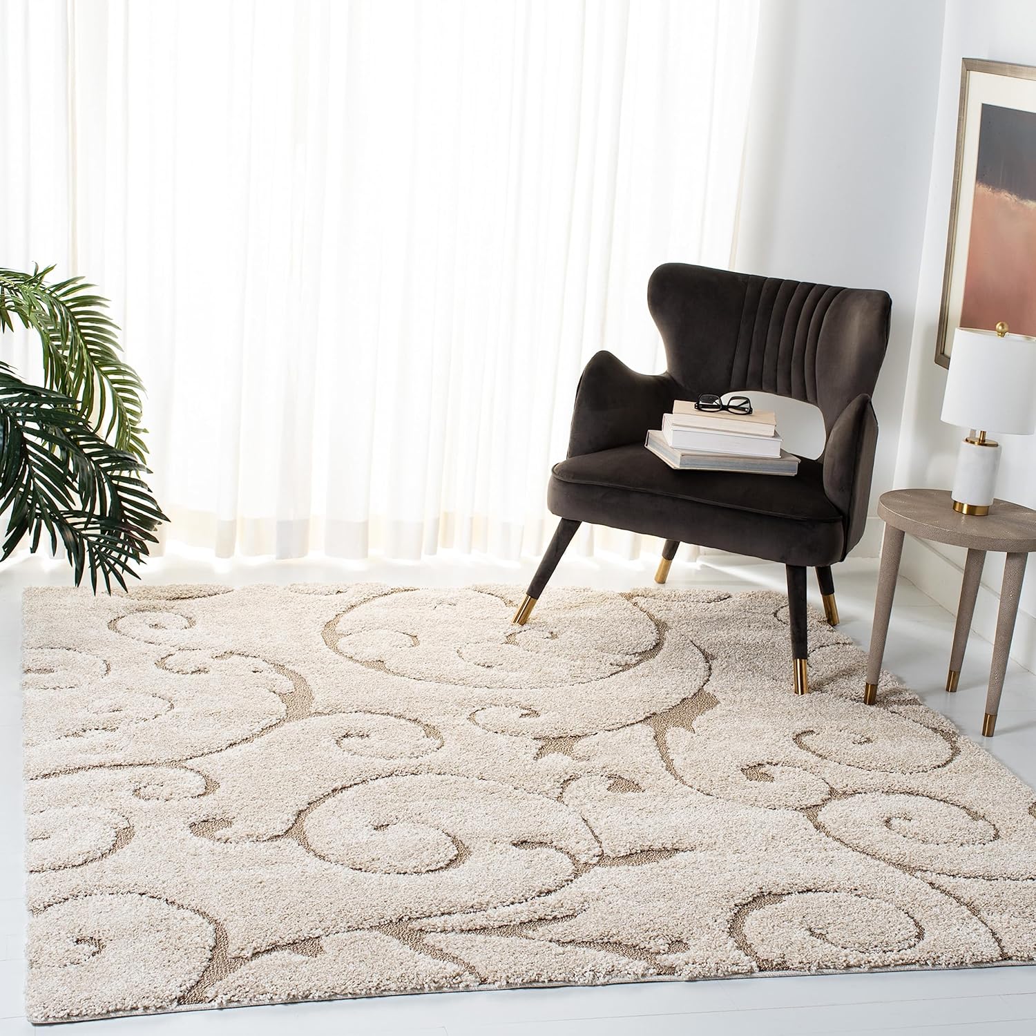SAFAVIEH Florida Shag Collection Area Rug - 6ft 7in Square Design
