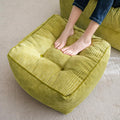 Square Stuffed Pouf Ottoman Corduroy Footstool - Soft, Supportive Seat
