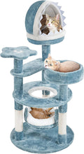 Ocean-Themed Cat Tree 45.5in Multi-Level Tower - Cozy Play Condo