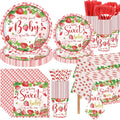 Strawberry Baby Shower Tableware Set 452 Pcs - Berry Sweet Party Pack