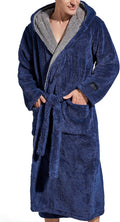 SlumberMee Mens Fleece Plush Robe with Hood - Ultra Soft