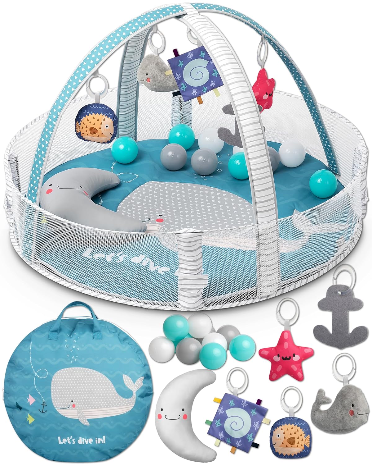 Baby Play Gym Activity Mat with Detachable Toys for Development