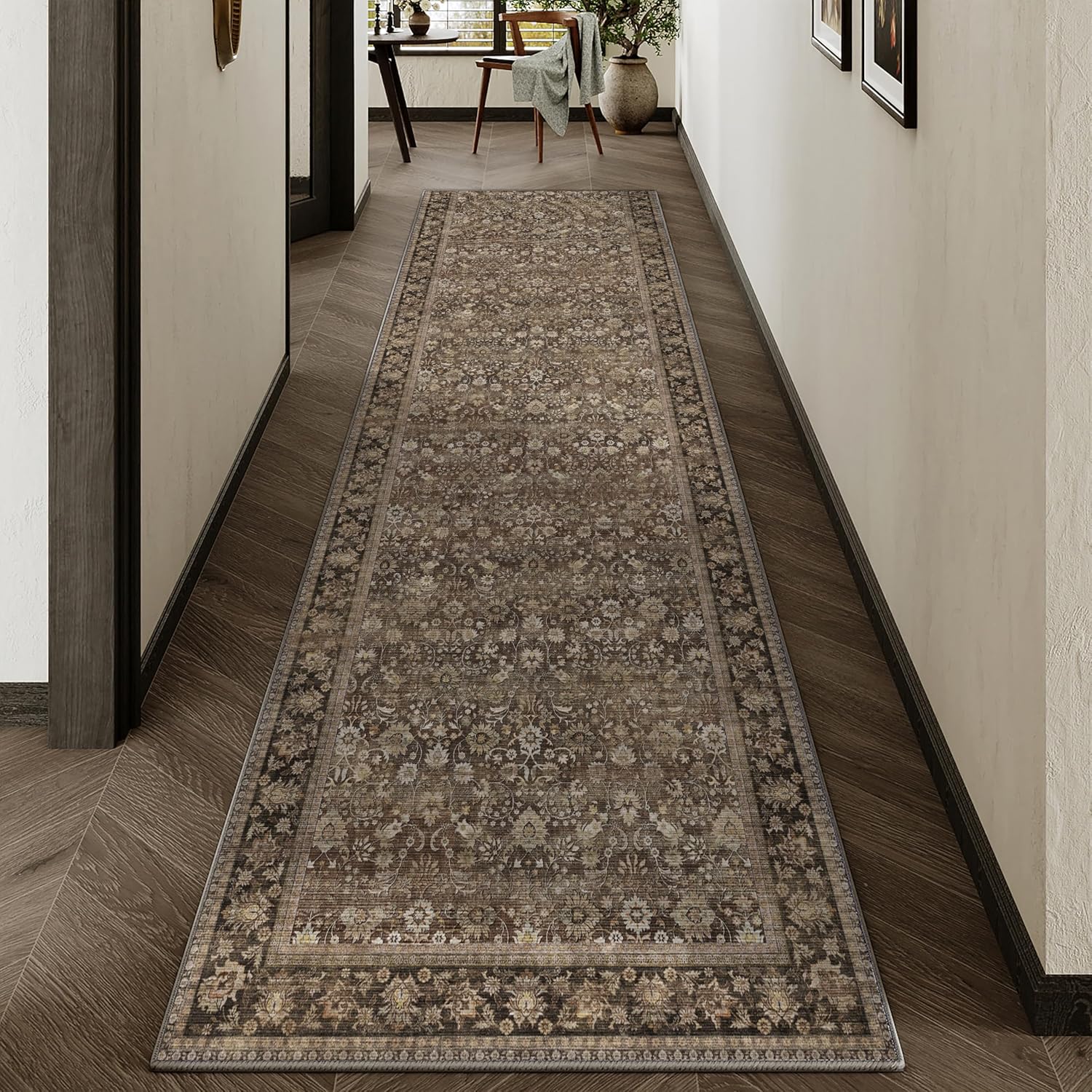 Floral Low Pile Area Rug for Indoor Spaces - Soft & Washable