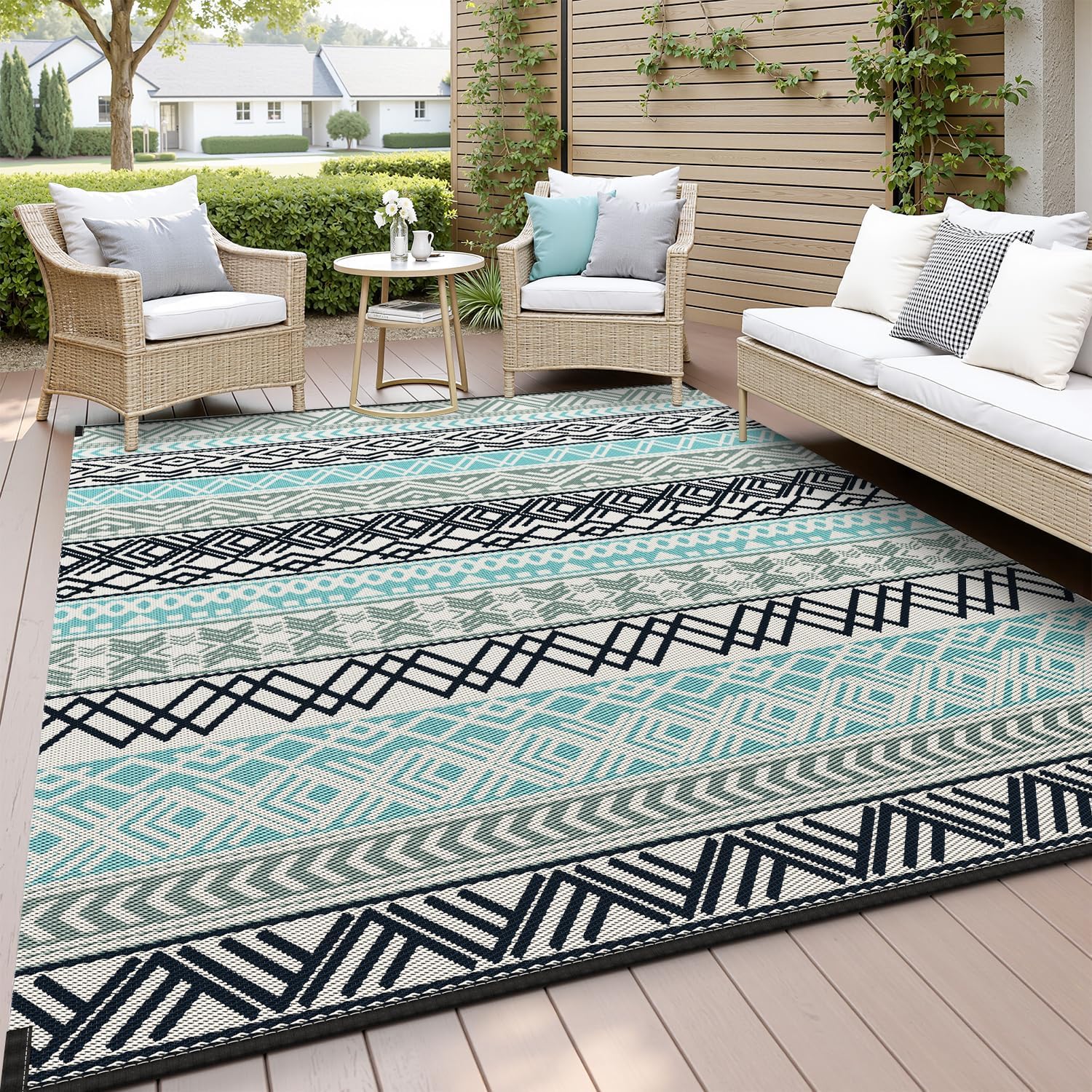 MontVoo Outdoor Rug Carpet 8x10 Waterproof for Patio Decor