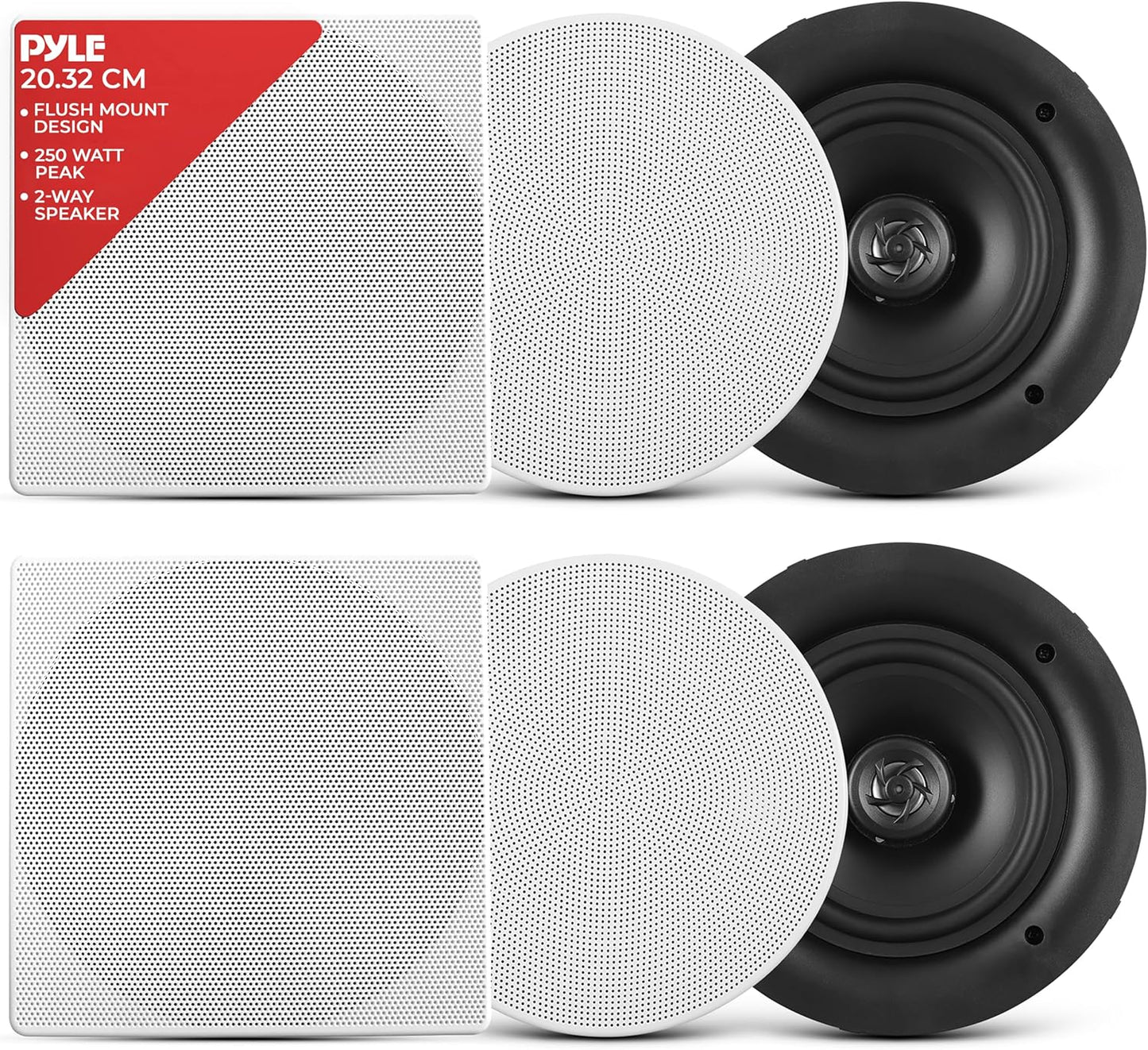 Pyle 8.0 in Ceiling Wall Mount Speakers for Superior Sound