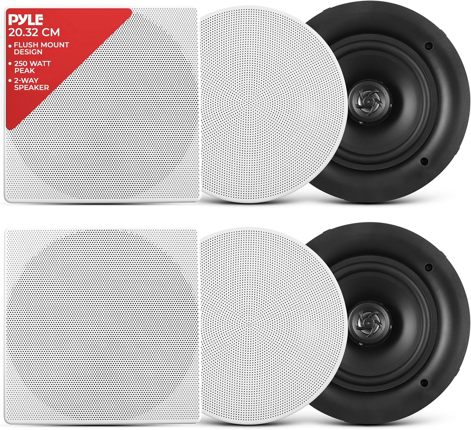 Pyle 8.0 in Ceiling Wall Mount Speakers for Superior Sound