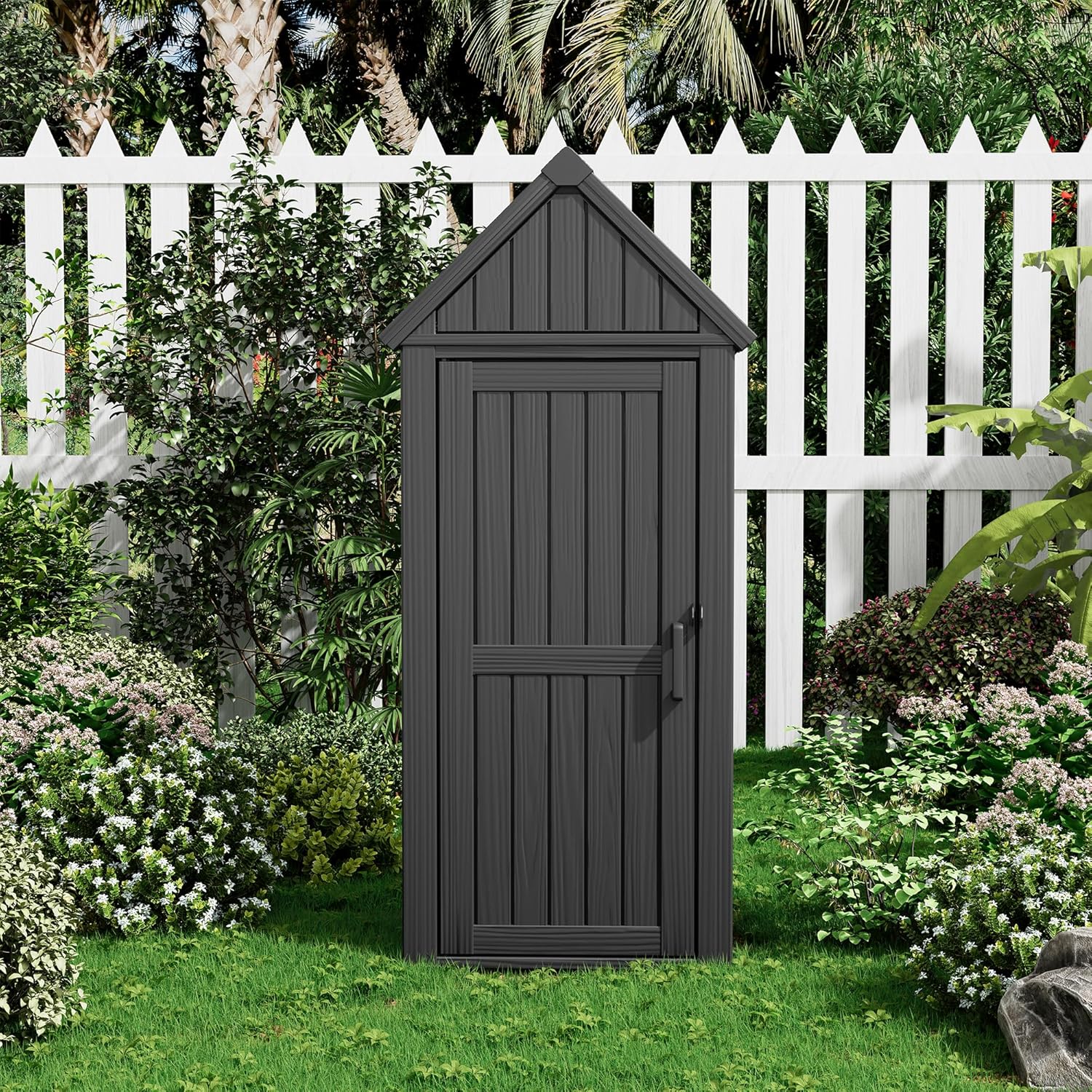 Upgraded Outdoor Resin Storage Shed with Removable Shelves