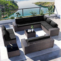 Kullavik 12-Piece Outdoor Sectional Rattan Sofa Set - Comfortable