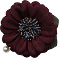 Fabric Sun Flower Brooch Pin - 9 cm Handmade Brocade Flower