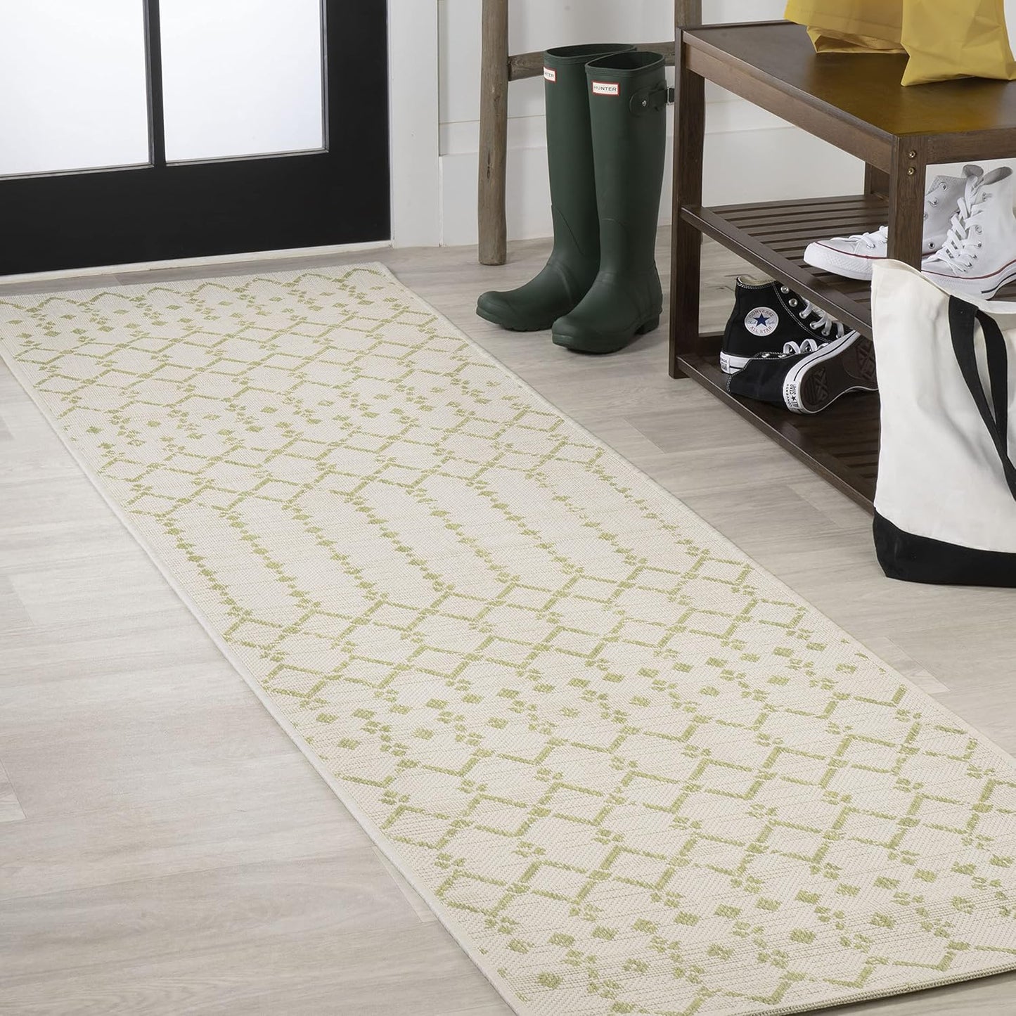 Moroccan Geometric Indoor Outdoor Runner Rug for High Traffic