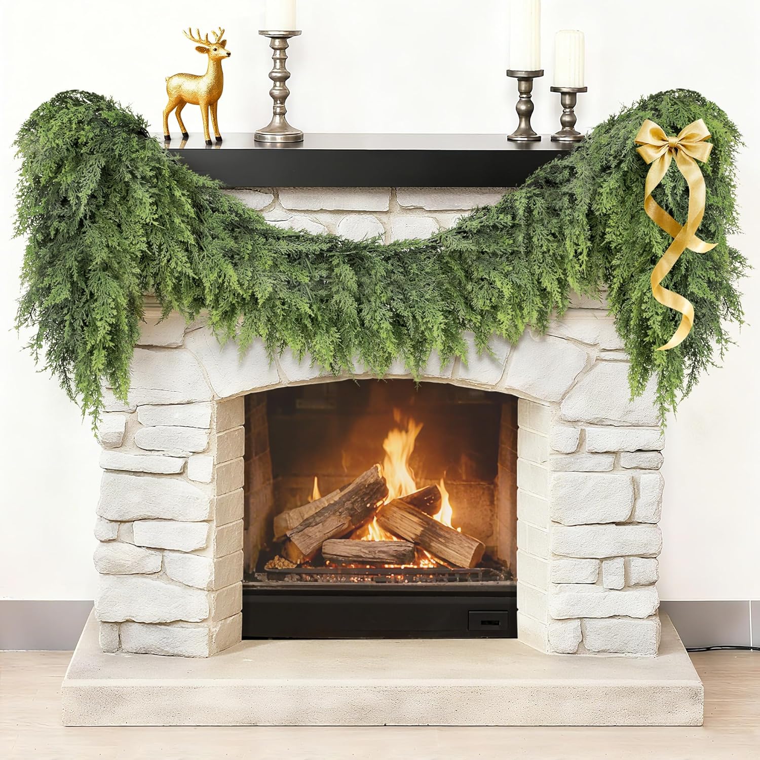 Real Touch Cedar Garland for Lush Christmas Decorations 6 ft
