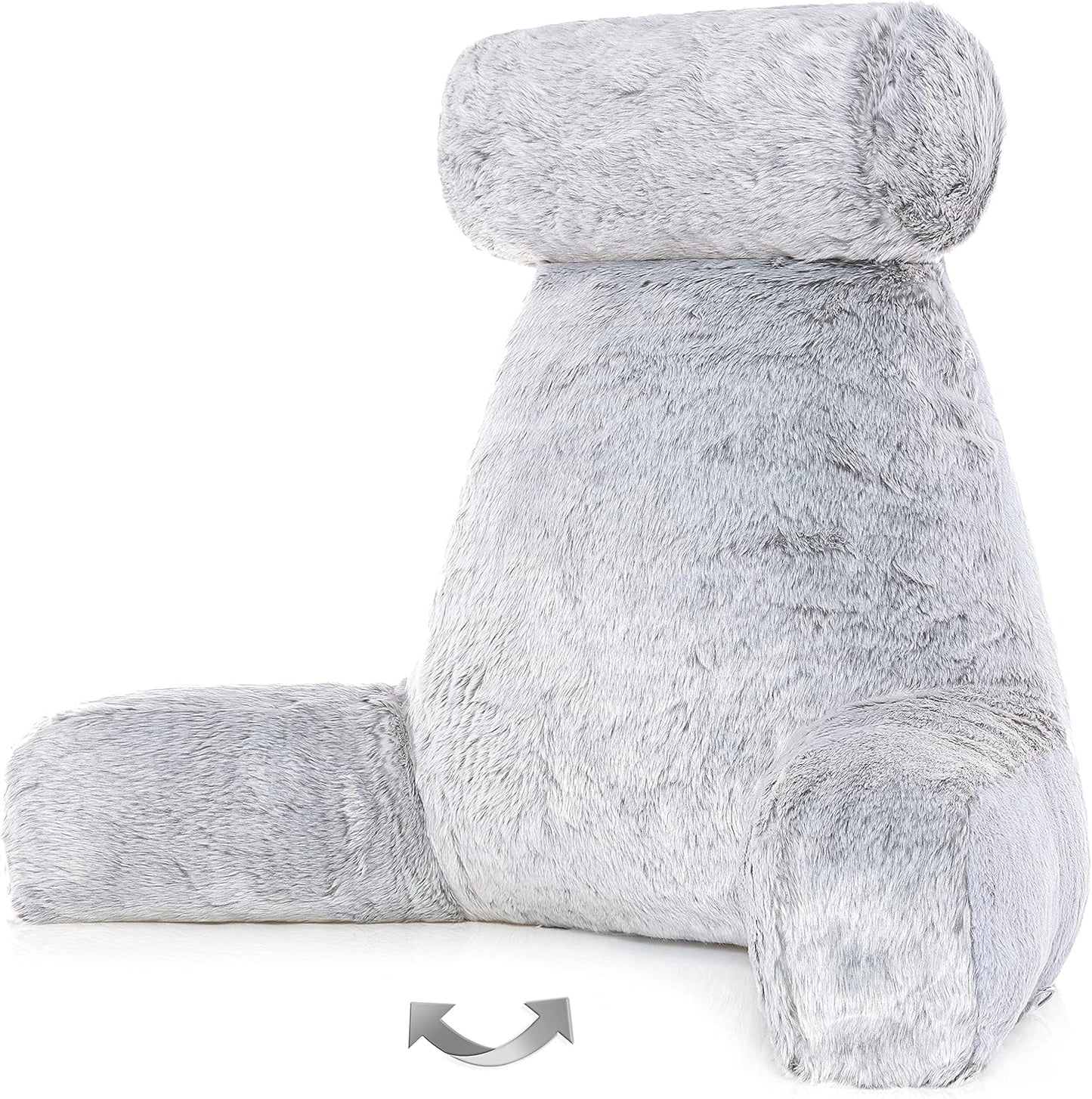 Husband Pillow XXL Faux Fur Backrest for Reading & Relaxing