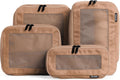 Compression Packing Cubes 4-Pack Mocha - Travel Luggage Organizer