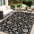 Outdoor Rug 5x8 ft Floral Reversible Patio Mat - Waterproof Comfort