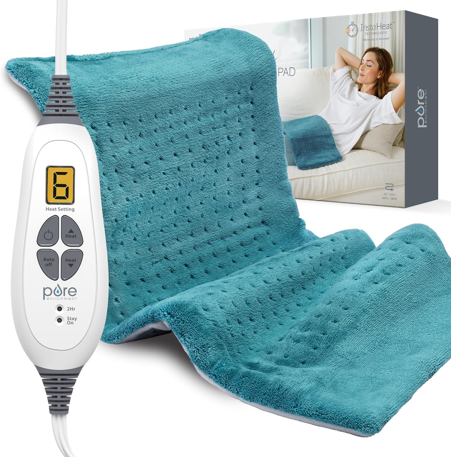 Pure Enrichment PureRelief XL Heating Pad for Back Pain Relief