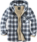 Full Zip Fleece Flannel Jacket for Men - Hooded Plaid Cotton Coat