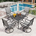 PHI VILLA 5 PCS Patio Dining Set with Swivel Rocking Chairs
