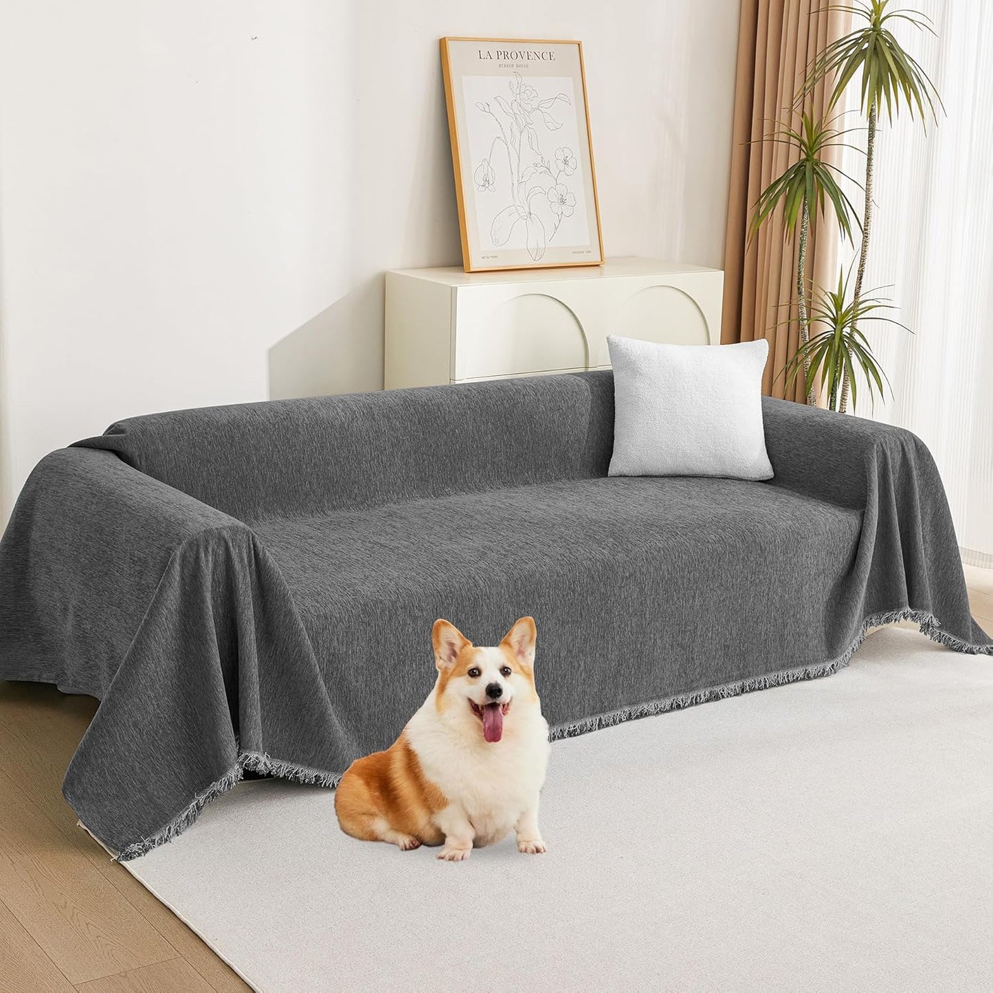 MYSKY HOME Loveseat Cover for Charcoal Gray Couch Protection
