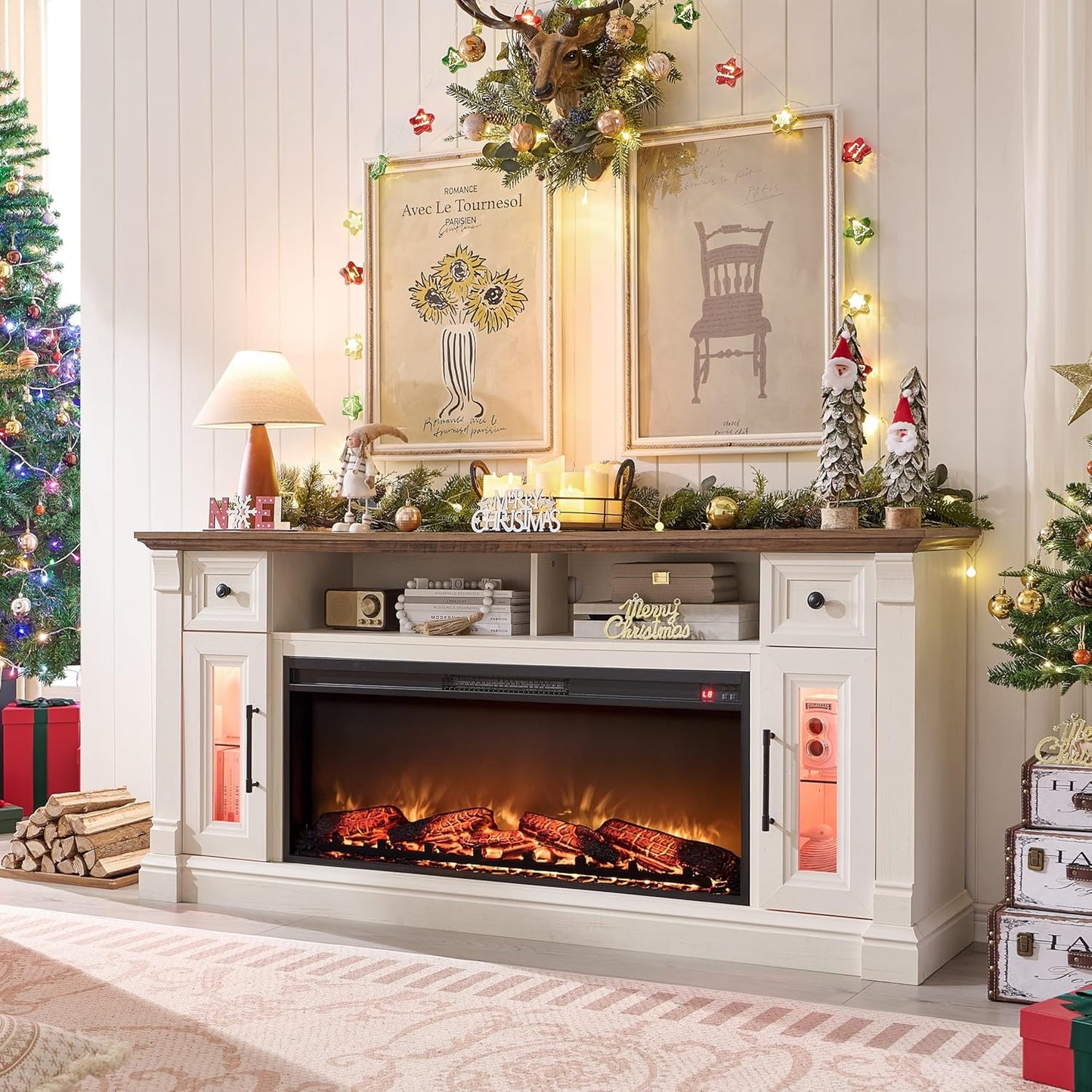 Rustic Chic 80 TV Stand with Electric Fireplace