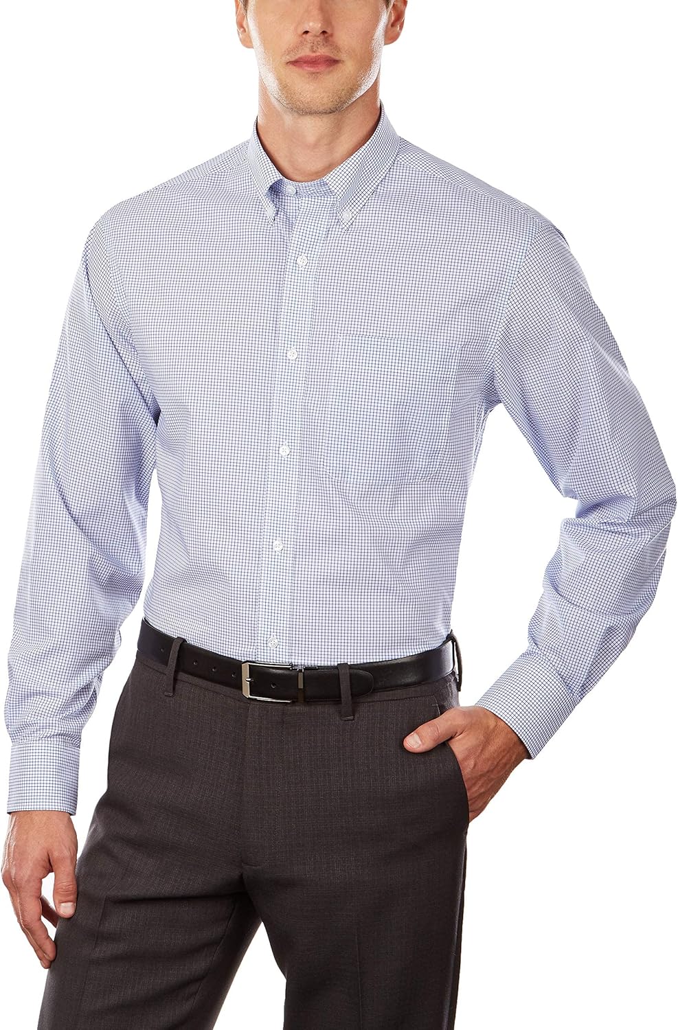 Tommy Hilfiger Men's Regular Fit Non Iron Gingham Dress Shirt