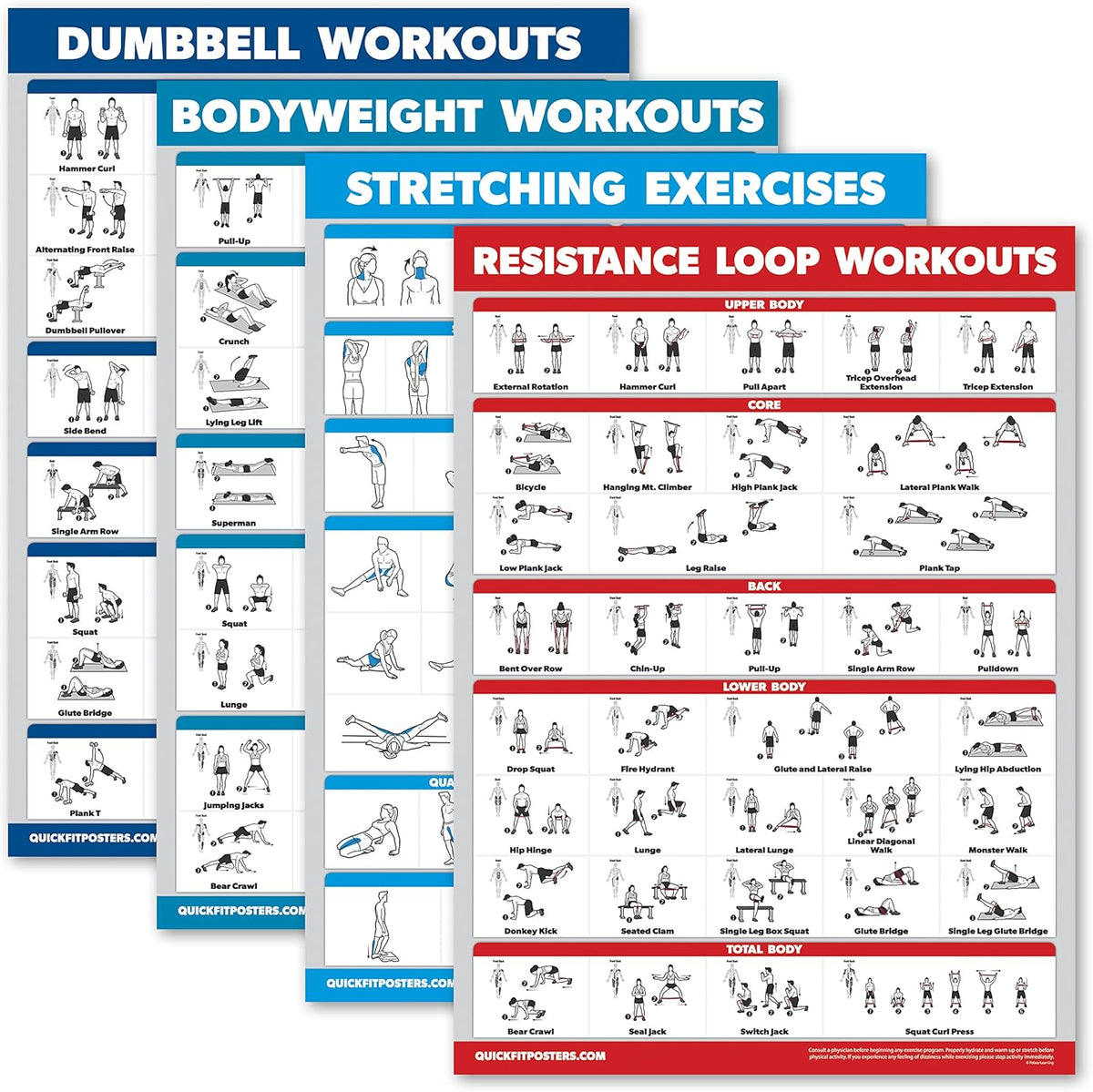 Ultimate Home Workout Set - 4 Laminated Charts – GearMustHave