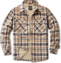 Men's Sherpa Lined Cotton Flannel Shirt Jacket Plaid - Warm Casual