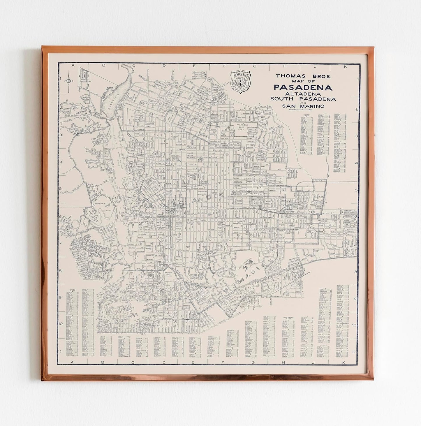 Historic Map of Pasadena, Altadena, South Pasadena & San Marino