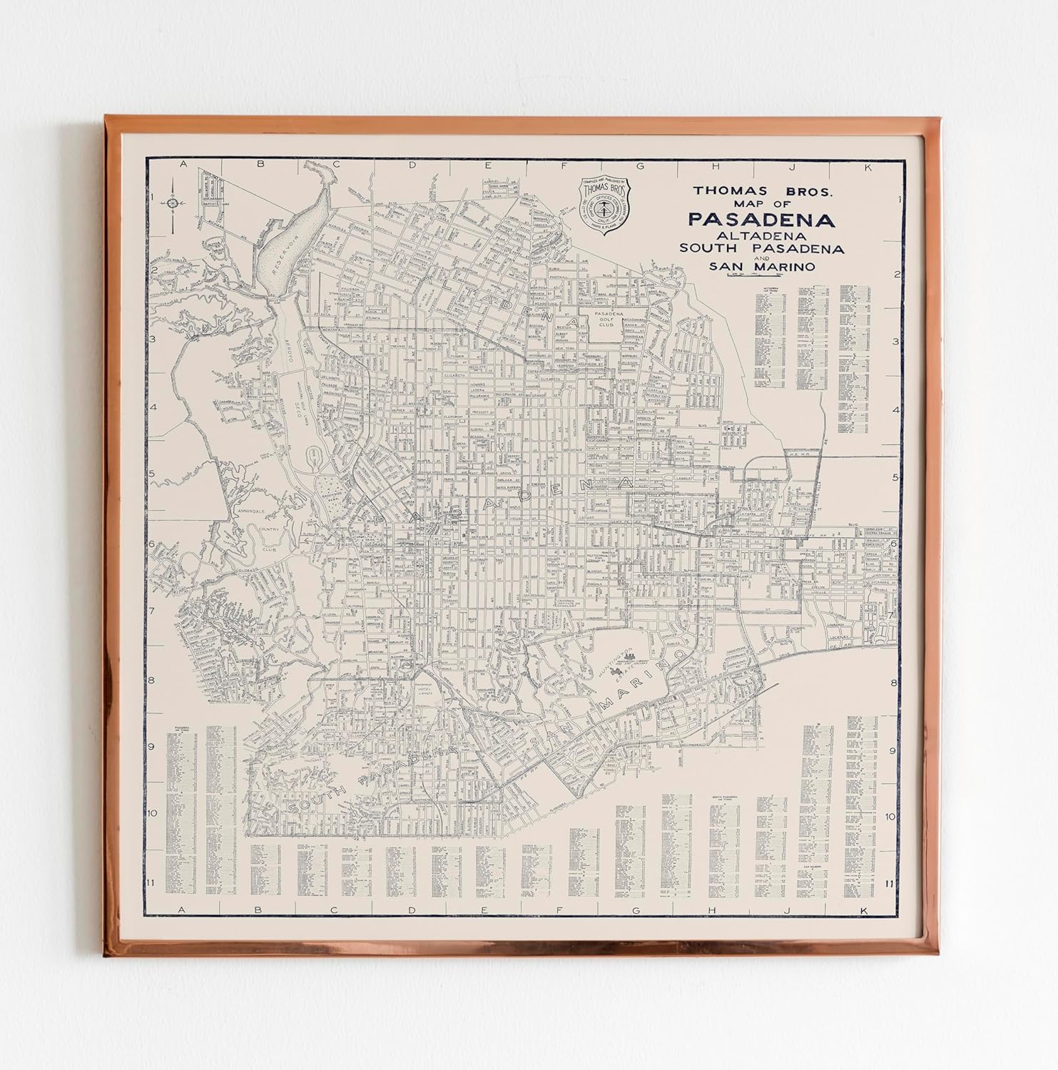 Historic Map of Pasadena, Altadena, South Pasadena & San Marino