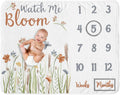 Boho Floral Garden Baby Milestone Blanket - Sage Green Keepsake