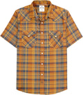 Mens Viscose from Bamboo 50% Polyester Plaid Pearl Snap Shirt - Casual