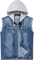 Men's Sleeveless Denim Vest with Pockets - Ripped Retro Rock Style