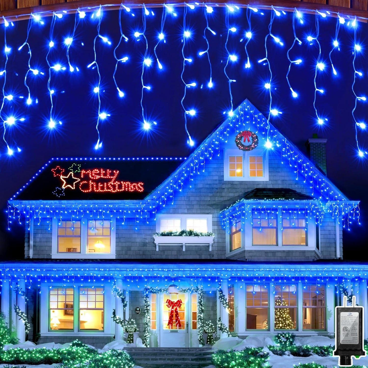 82FT LED Outdoor Christmas Lights with 180 Ice Drops for Decor