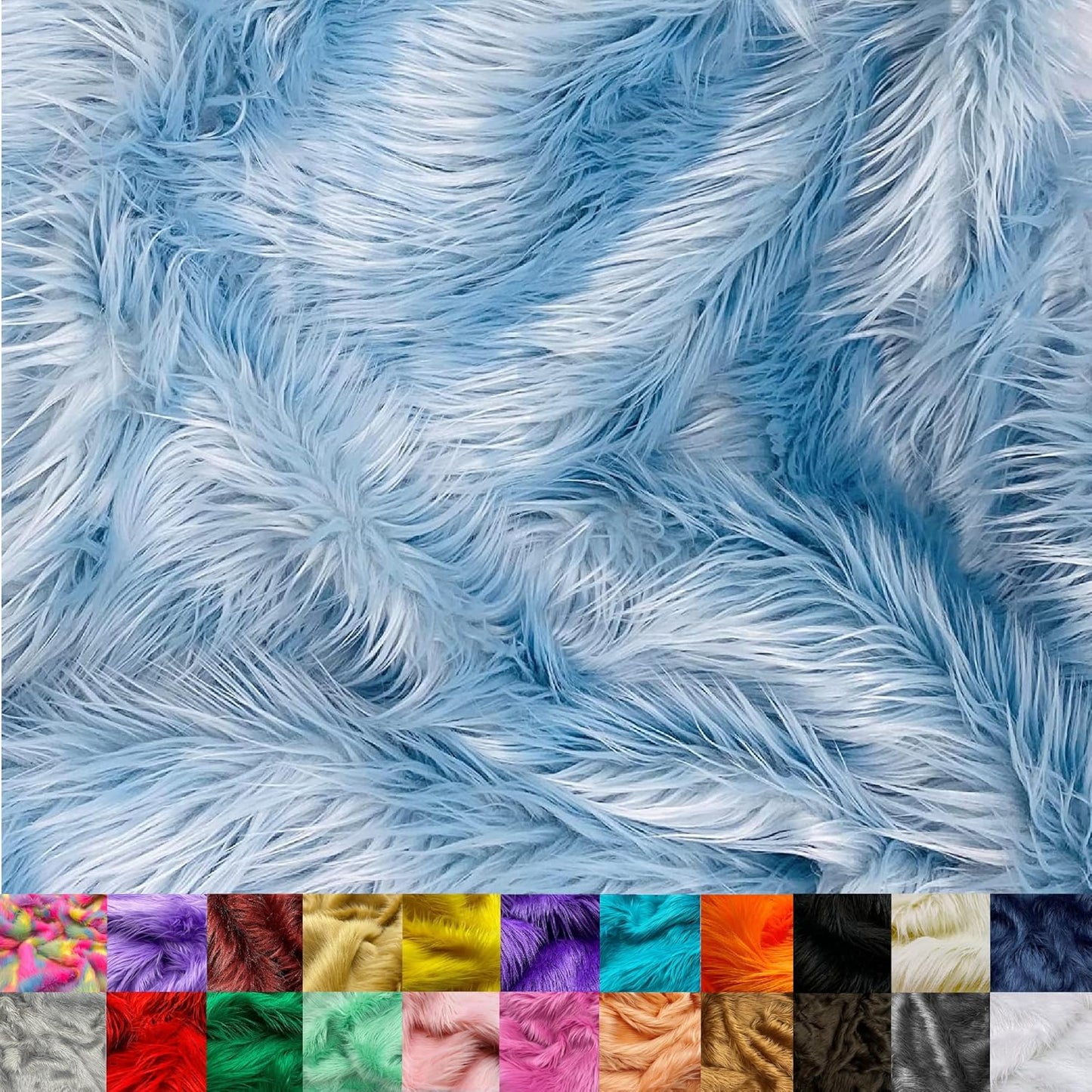Ice Fabrics Faux Fur Fabric - Super Soft Baby Blue Shaggy 60in