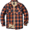 Men's Sherpa Lined Cotton Flannel Shirt Jacket Plaid (Style GJRX)