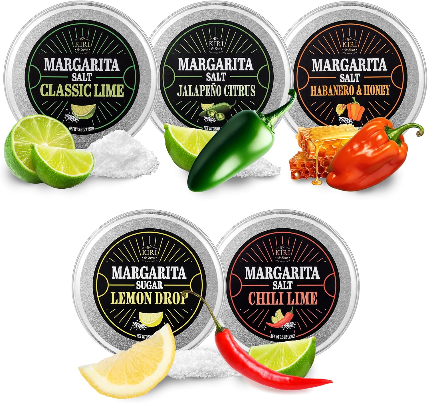 Premium Margarita & Cocktail Flavored Salt Rimmer Set - 5 Pack