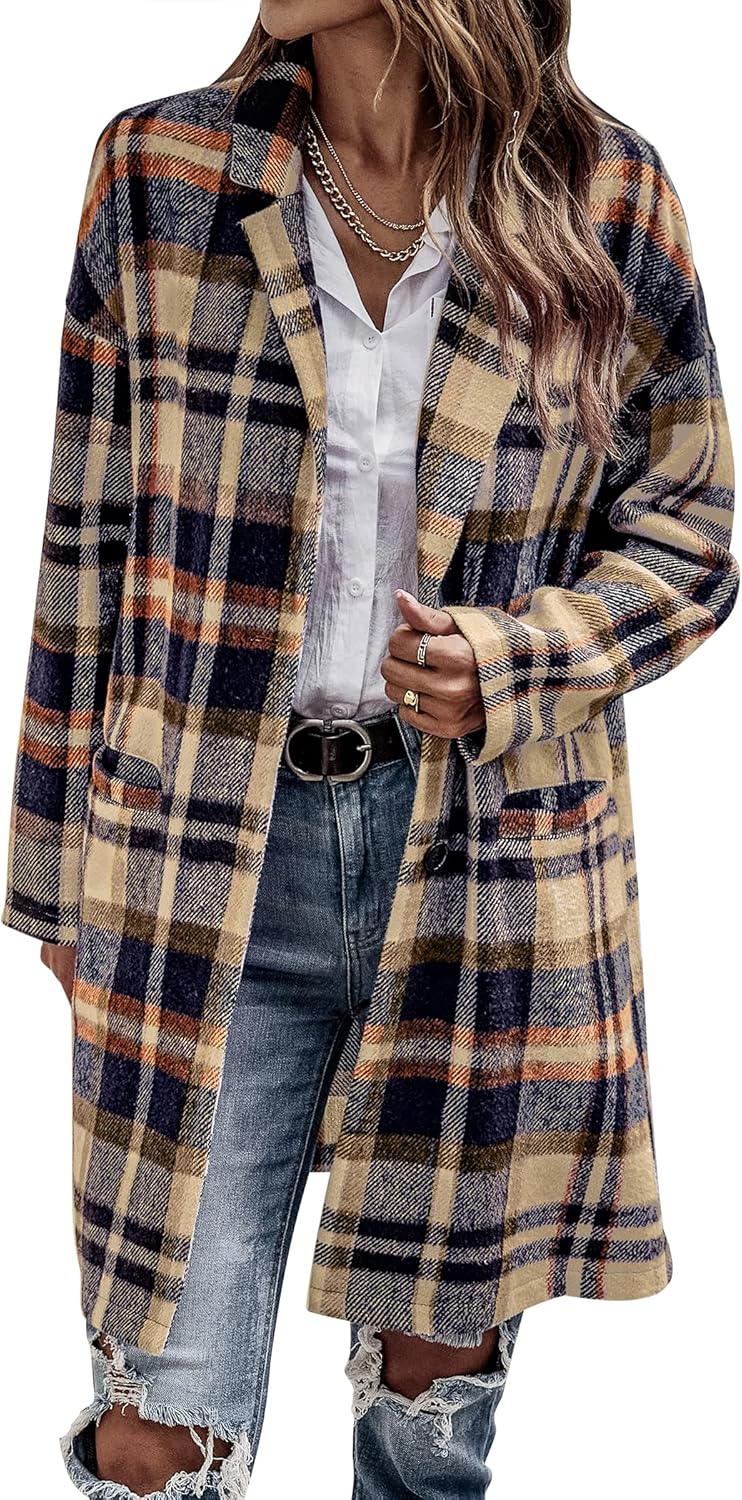 PRETTYGARDEN Women Plaid Shacket Jacket for Trendy Fall Style