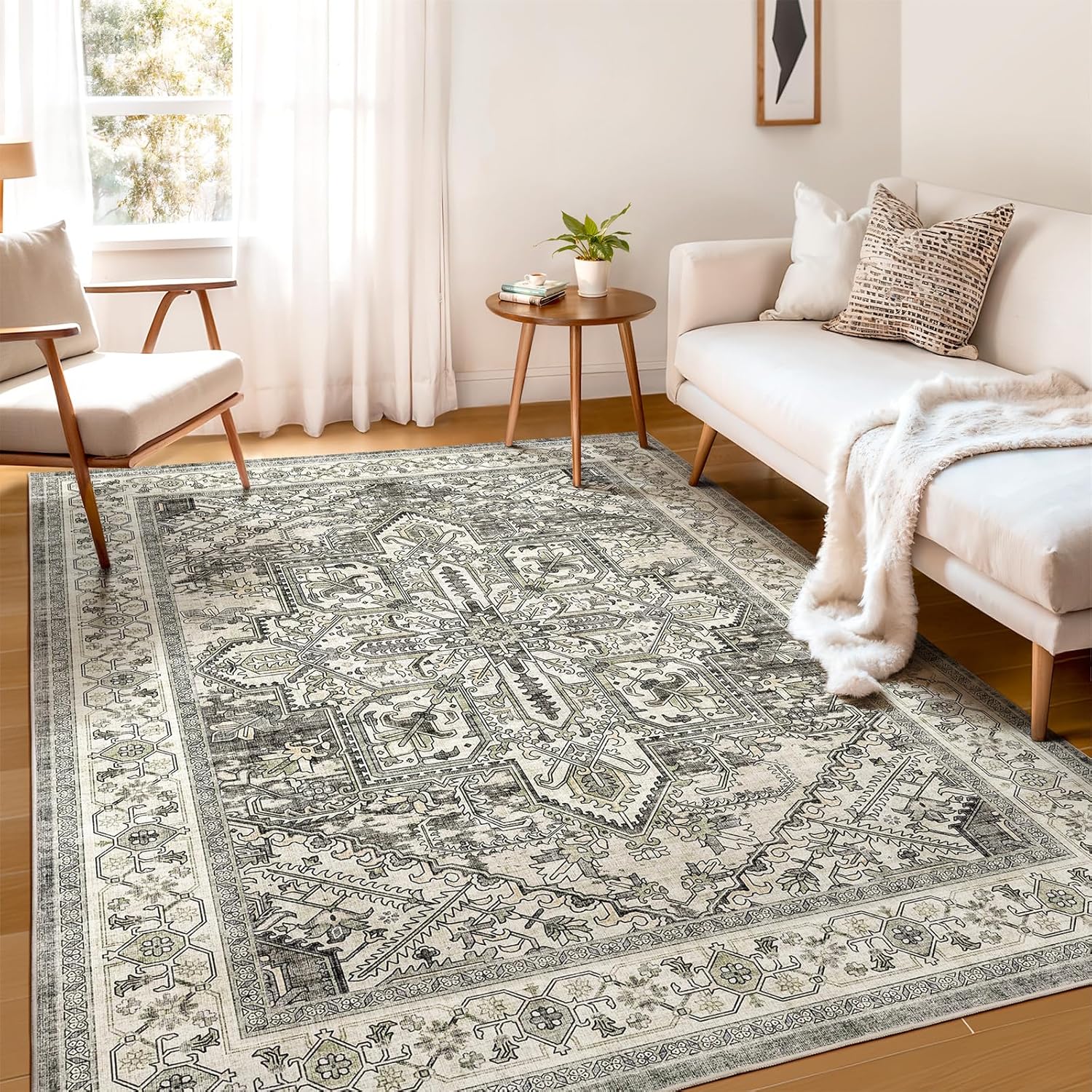 WITSHOCK 6x9 Area Rug: Soft Washable Non-Slip Boho Carpet