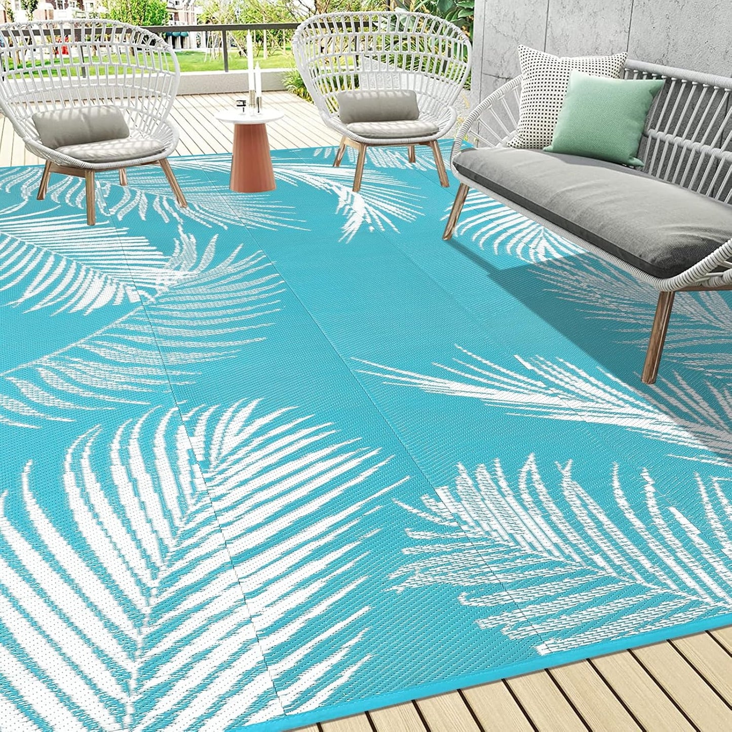 Pauwer Waterproof Outdoor Rug 10x14 for Patio and Camping