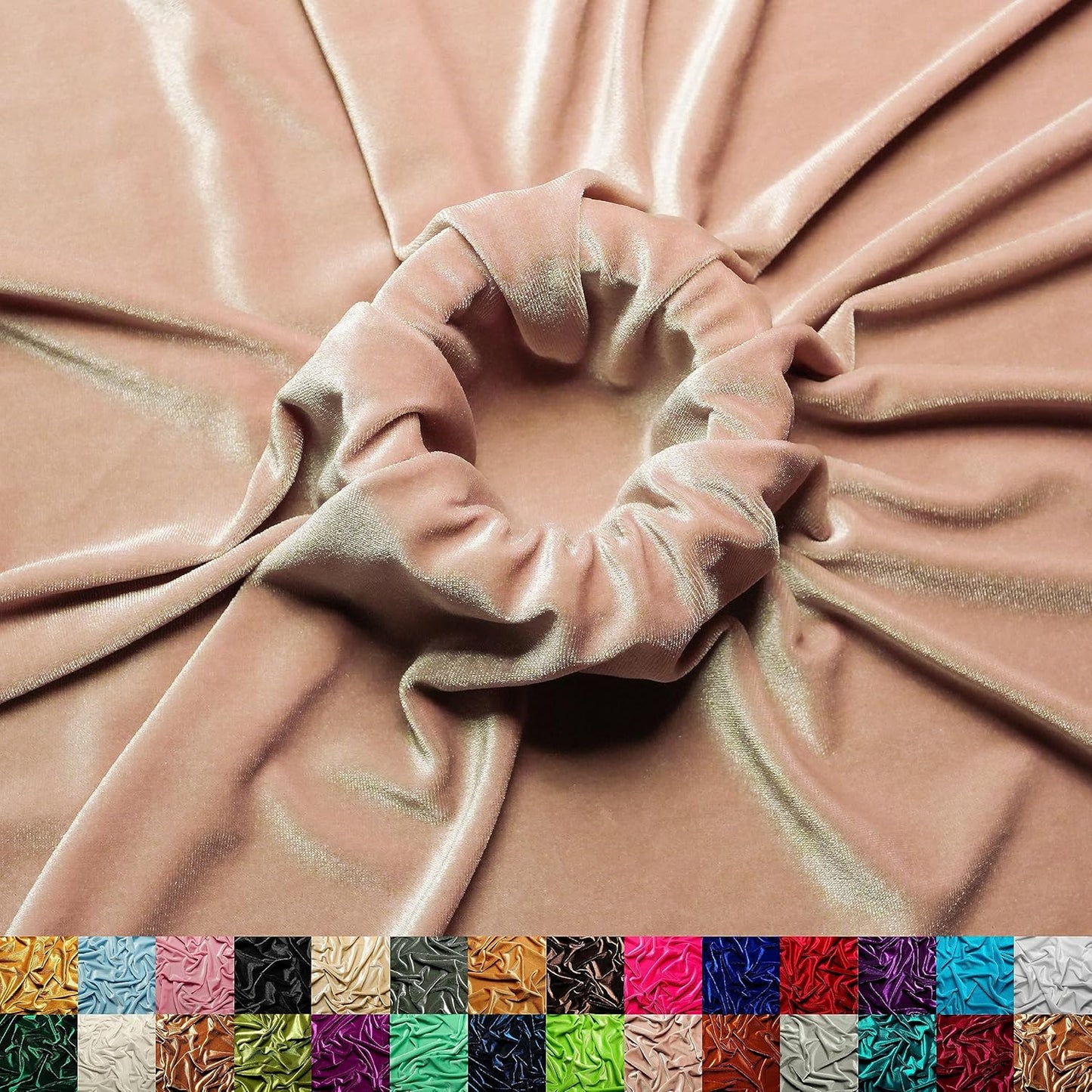 Stretch Velvet Fabric for Sewing - Soft Rose Gold by the Yard