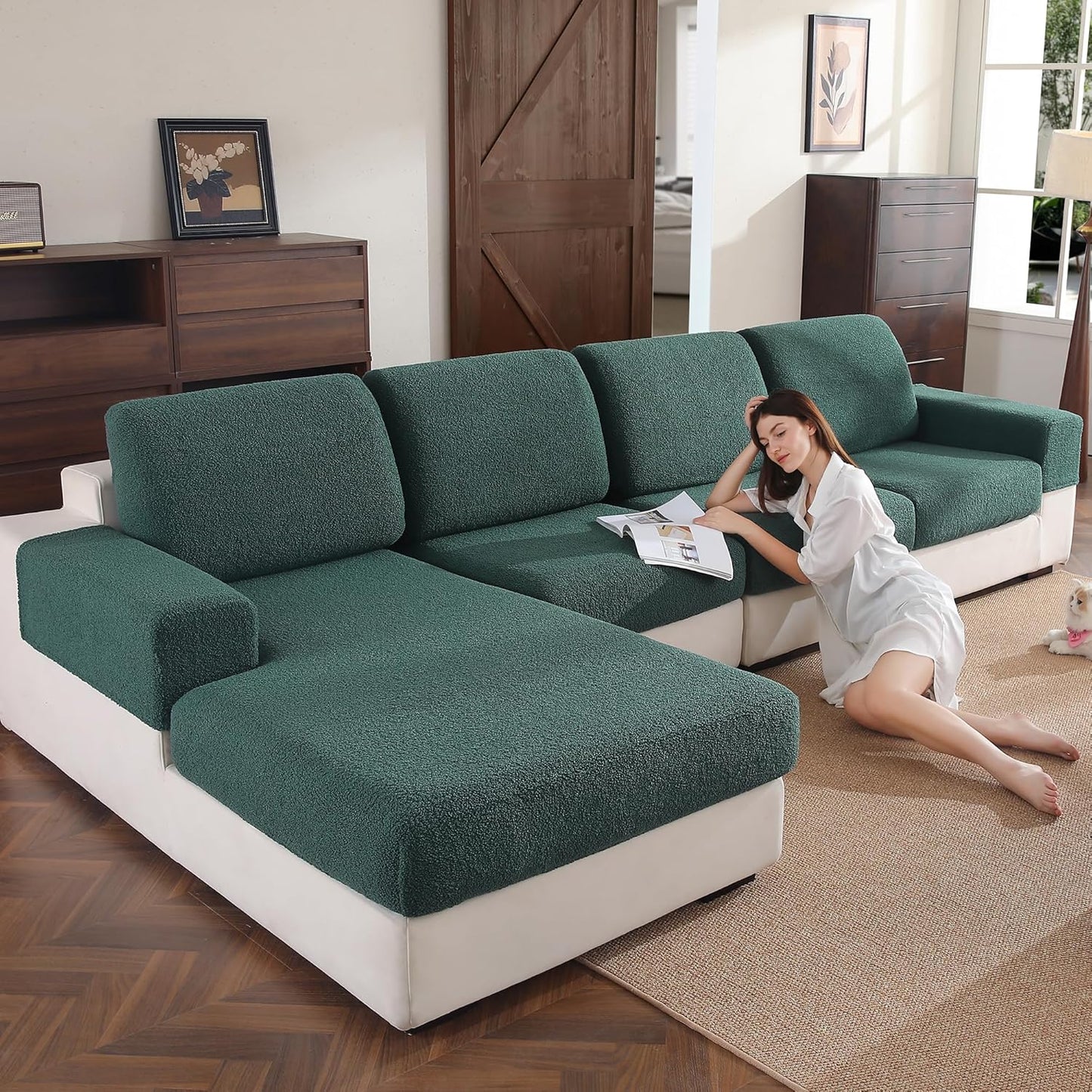 Couch Cushion Covers for Sectional Sofa, Soft and Washable
