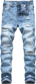 DANT BULUN Men's Ripped Slim Fit Straight Leg Denim Jeans Shoes