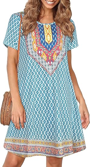 Womens Summer Dresses Beach Casual Tshirt Plus Size Floral