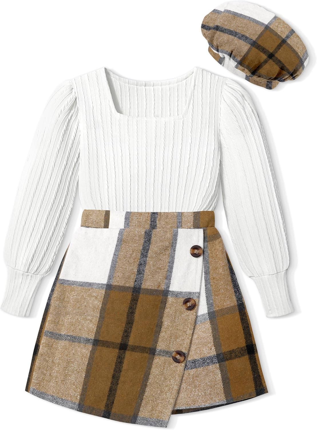 AGAPENG Girl Skirt Sets 3 Piece Outfits for Stylish Fall Looks