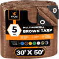 Multipurpose Protective Cover Brown Poly Tarp 30ft x 50ft - Durable