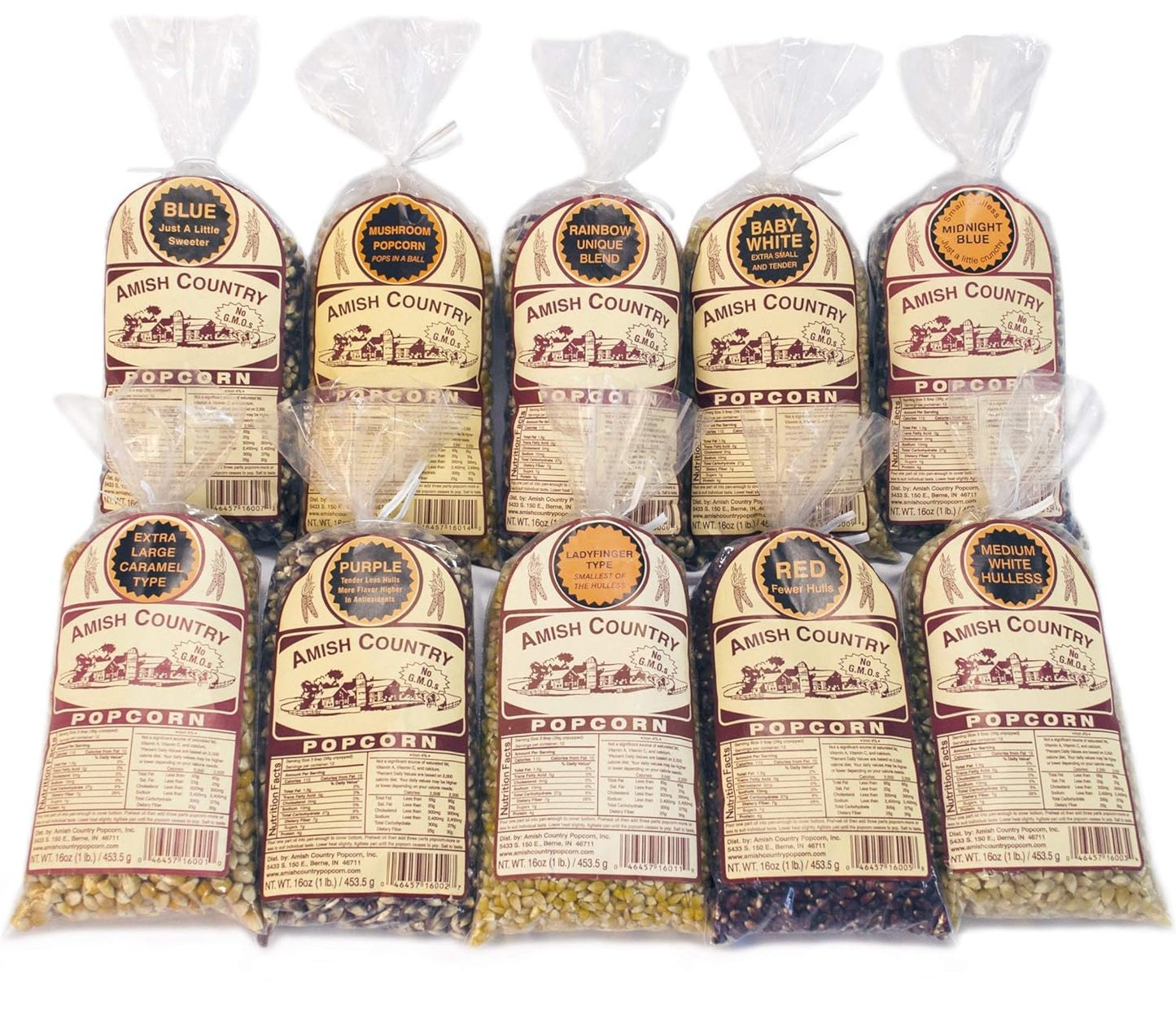 Amish Country Popcorn Variety Gift Set - 10 Unique Flavors